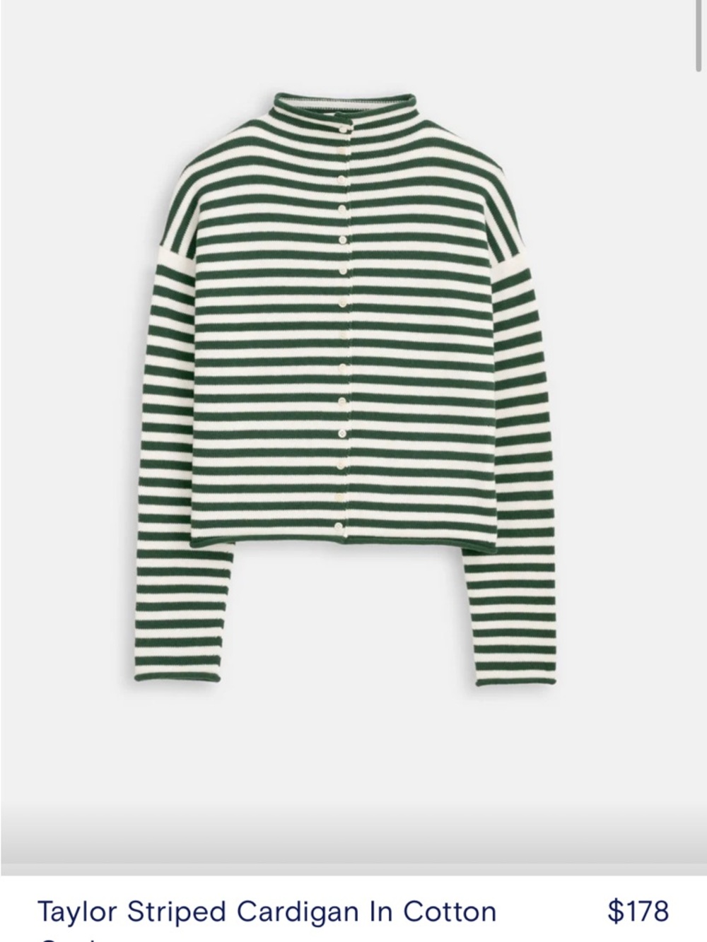 Alex Mill Green and White “Taylor Cardigan”